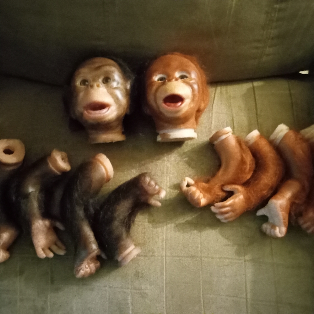 2 painted Rooted Binky w/Large head Orangutan (16 inch doll parts)